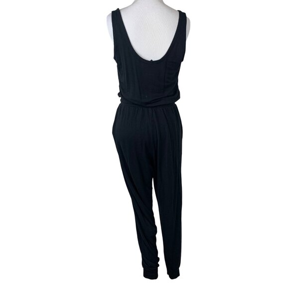 Athleta Womens Black Balance Jumpsuit Size S drawstring waist pockets scoop neck - Picture 3 of 9